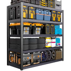 Garage Shelving Heavy Duty, 5-Tier Industrial Shelving Unit with Hooks, Adjustable Storage Shelves for Garage, Basement, Warehouse, Utility Shelves