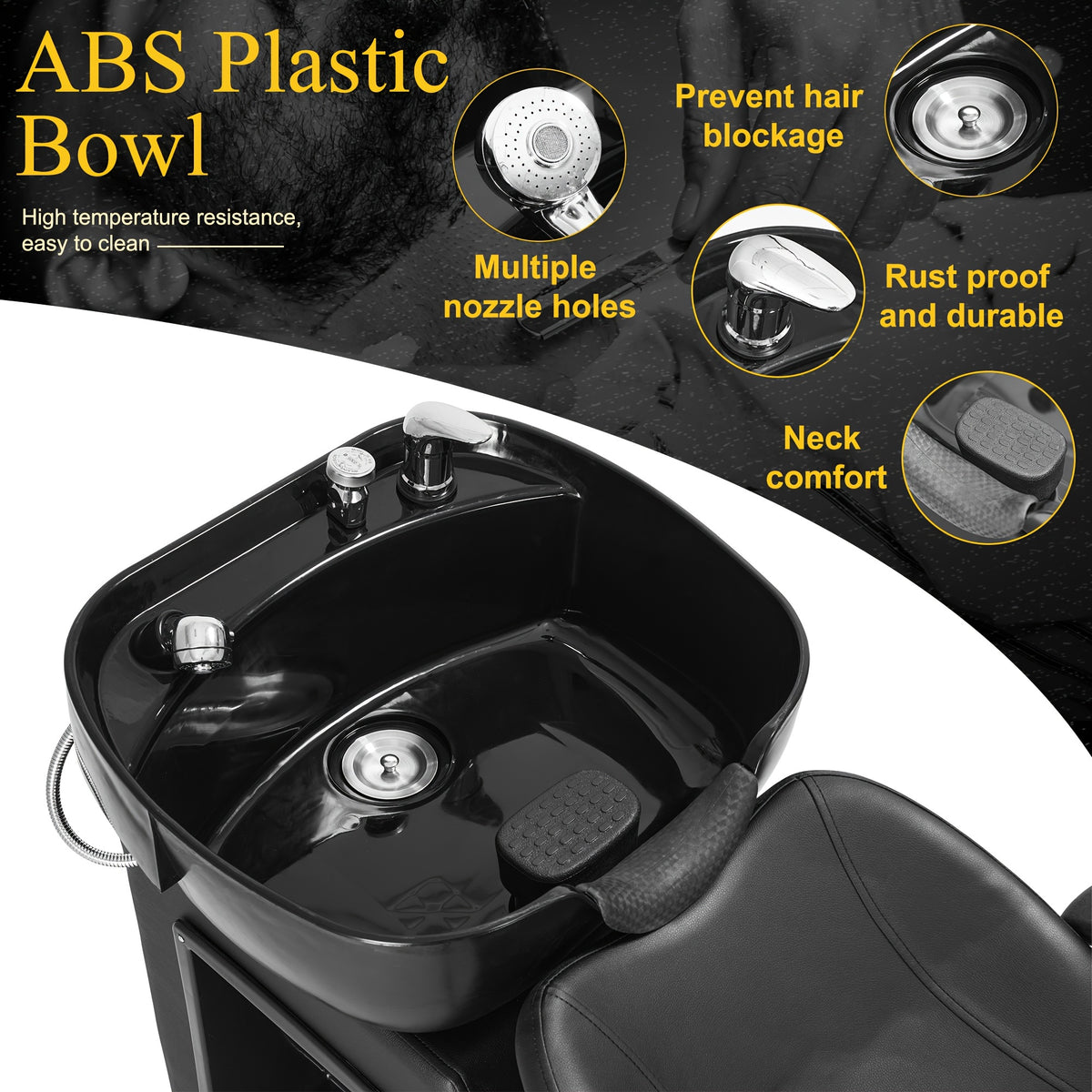 New Backwash Barber Chair ABS Plastic Shampoo Bowl Sink Unit Station Spa Salon Equipment for Valentines Gifts