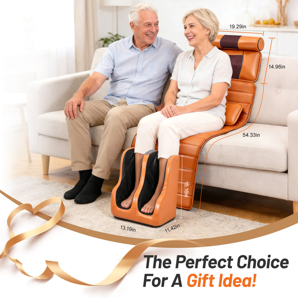 Full Body Massage Mat with 3D Kneading for Neck & Shoulder, Manual Control & Zone Massage. Includes Upgraded Leg & Foot Massager, Ideal for Home, Office, Sports & Relaxation