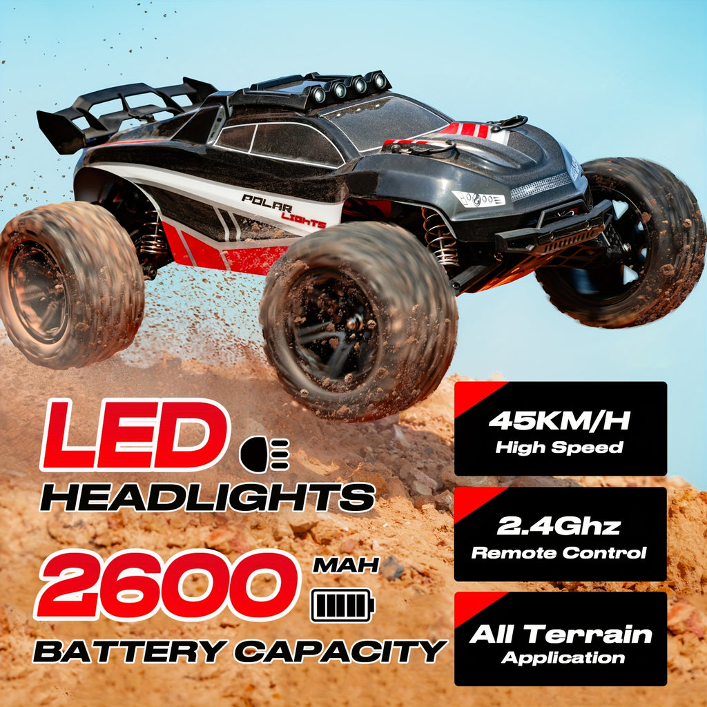 1:8 Full Scale High Speed Off-road Large RC Car, 45KM/H Racing Drifting Truck for Hobbyists, All Terrain Application, LED Headlights, 2600mAh Battery, 2.4Ghz Remote Control, Outdoor Sports Gifts