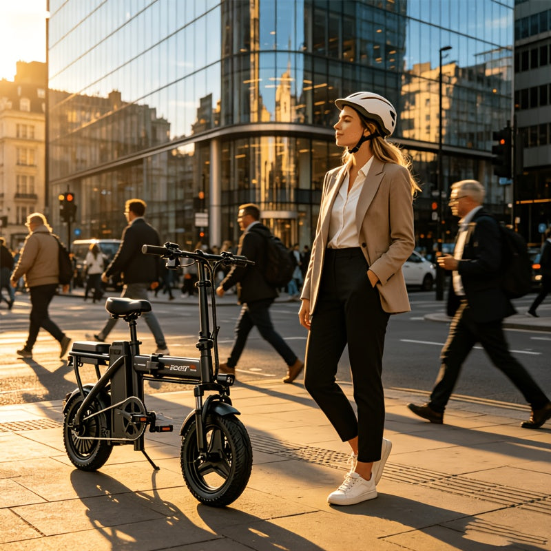 14-Inch Lightweight Folding Electric Bike, 500W Motor, 19.9 MPH Max Speed, 48V 6Ah Removable Battery, Portable Compact E-Bike for Adults, Urban Commuting