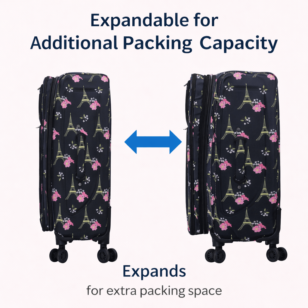 4-Piece Softside Spinner Luggage Set (20+24+28+32 inch) Lightweight Travel Suitcases with 360° Wheels, Telescopic Handle, Multi Pocket Design