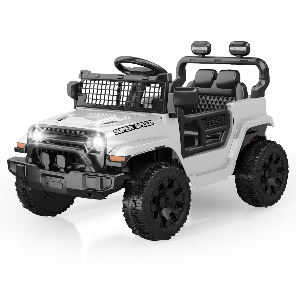12V Ride On Car, Electric Car for Kids, with Parent Remote & Music Player, Spring Suspension for Comfortable Ride, Seat Harness Protection, Locking Doors, Outdoor Toy Car