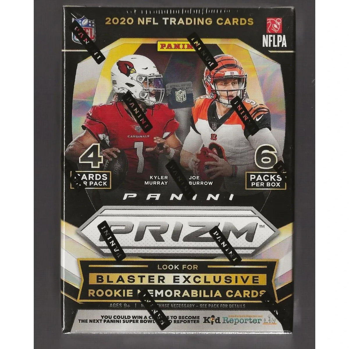 2020 Panini Prizm NFL Blaster Box – 5 Lazer Prizms, 1 Mem Card & Top Rookies Including Burrow, Herbert, Hurts, Love