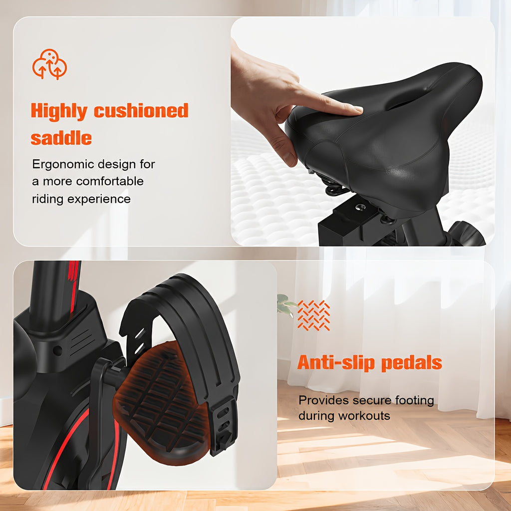 RELIFE Exercise Bike, Magnetic Indoor Cycling Bike, Ultra-Quiet Resistance, Tablet Mount & Ergonomic Seat Cushion, Home Gym Stationary Cycle for Cardio for All User, Indoor Bike/Brake Pad Stationary Bike, for Family, with Comfortable Saddle
