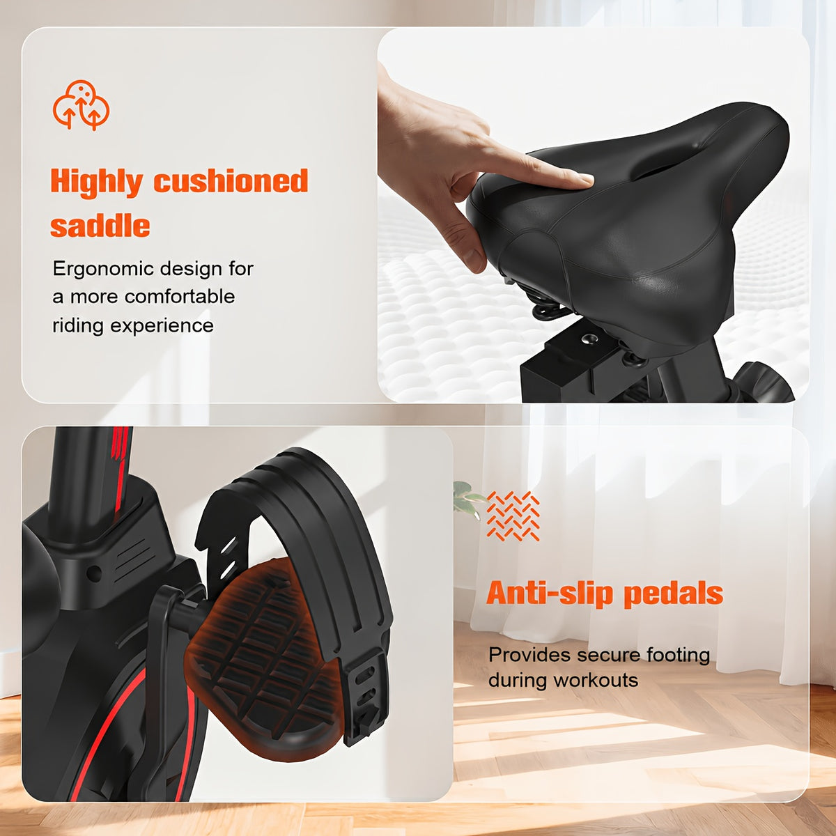 RELIFE Exercise Bike, Magnetic Indoor Cycling Bike, Ultra-Quiet Resistance, Tablet Mount & Ergonomic Seat Cushion, Home Gym Stationary Cycle for Cardio for All User, Indoor Bike/Brake Pad Stationary Bike, for Family, with Comfortable Saddle