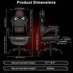 Big And Tall Gaming Chair 400lb Weight Capacity With Footrest, Ergonomic Video Game Chair For Adults With Oversized Headrest And Lumbar Pillow, Computer Chair Gaming For Office