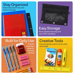 24 Pack School Supply Kits for Kids, 22-Piece Back to School Supplies with Notebook, 2 Folders, Pencil Pouch, 4 Pens, 3 Pencils, 5 Crayons, Glue Stick, Highlighter, Ruler, 2 Erasers & Sharpener & More!