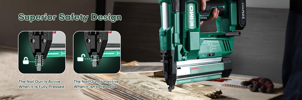 Cordless Brad Nailer and Stapler for Home Improvement and Woodworking, KIMO Battery-Powered Tool