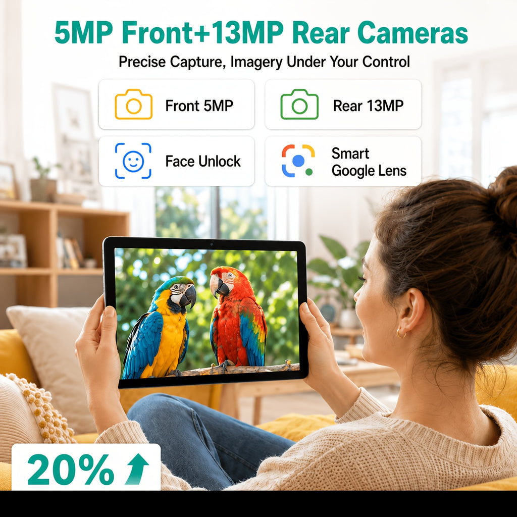 TABWEE T90 Android 16 New 2025 Tablet, 11-inch HD Large Screen+1200x1920 IPS Display, Unisoc Octa-Core High-Performance CPU, 24(8+16)GB RAM +128GB ROM(2TB Expand), 13MP+5MP Camaras/Face ID, 8000mAh Long Battery Life, Support Widevine L1, Gemini AI