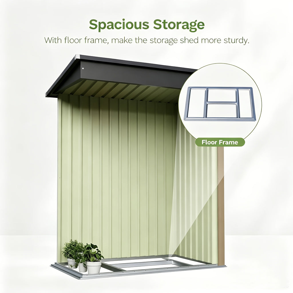 [Garden Storage Shed] GUNJI 5X3 FT And 6X4 FT And 8X6 FT Garden Storage Shed with Base Foundation, Heavy Duty Galvanized Steel Weatherproof Outdoor Tool Shed for Backyard Patio Lawn, Rust Resistant Lockable Door Tool House for Gardening Equipment Bike Sto