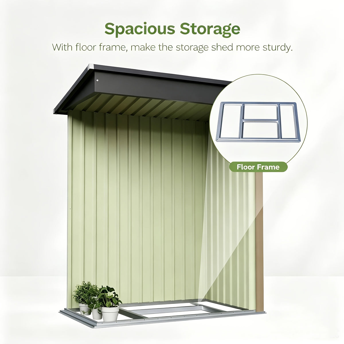 [Garden Storage Shed] GUNJI 5X3 FT And 6X4 FT And 8X6 FT Garden Storage Shed with Base Foundation, Heavy Duty Galvanized Steel Weatherproof Outdoor Tool Shed for Backyard Patio Lawn, Rust Resistant Lockable Door Tool House for Gardening Equipment Bike Sto