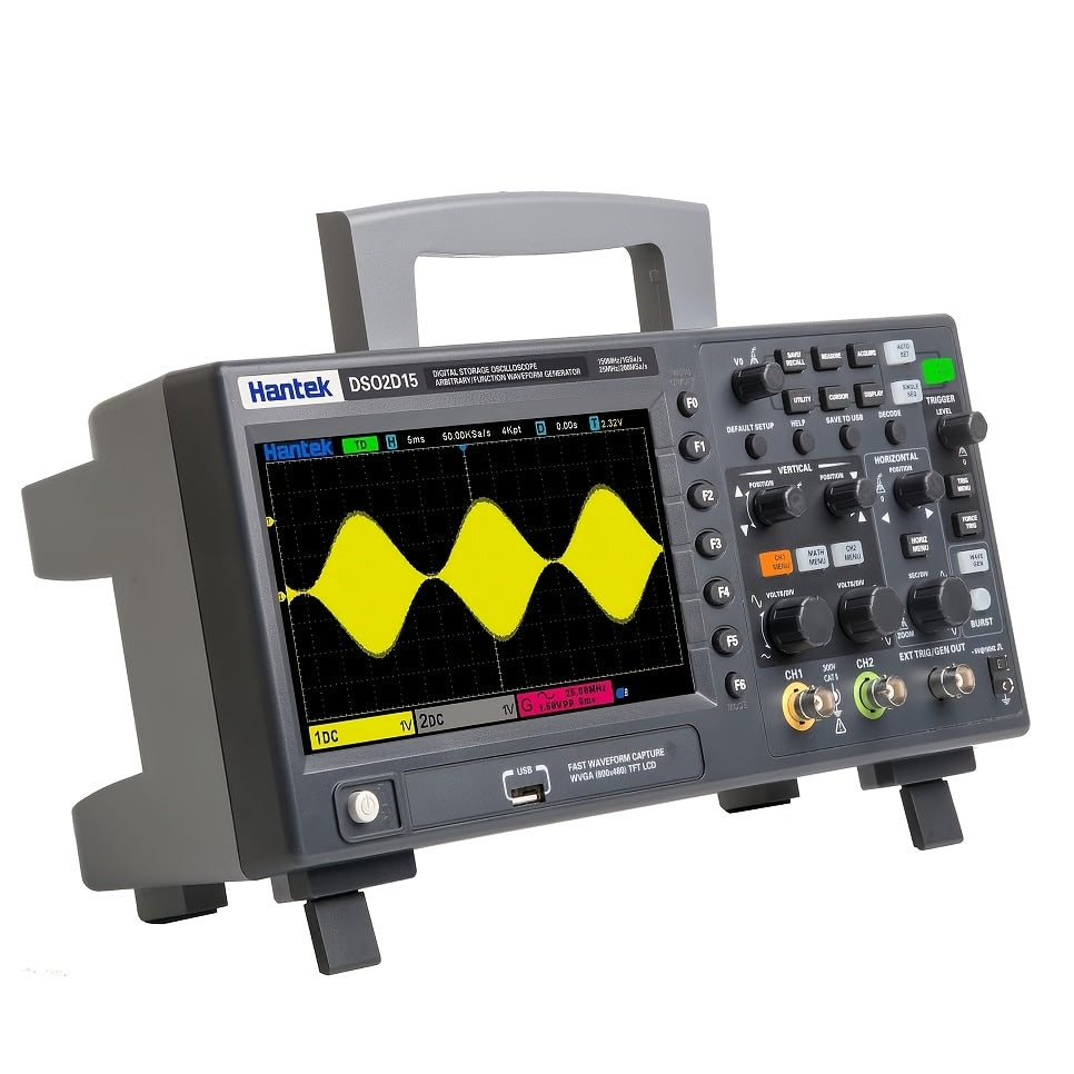 [Hantek Oscilloscope] Hantek DSO2D15 2 Channel Digital Storage Oscilloscope | 150MHz 1GSa/s 8m, 2CH+1CH +Signal Source