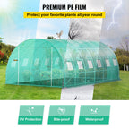 Walk-In Tunnel Greenhouse by VEVOR, 20 x 10 x 7 ft Plant Shelter with 12 Mesh Windows and Two Zippered Doors