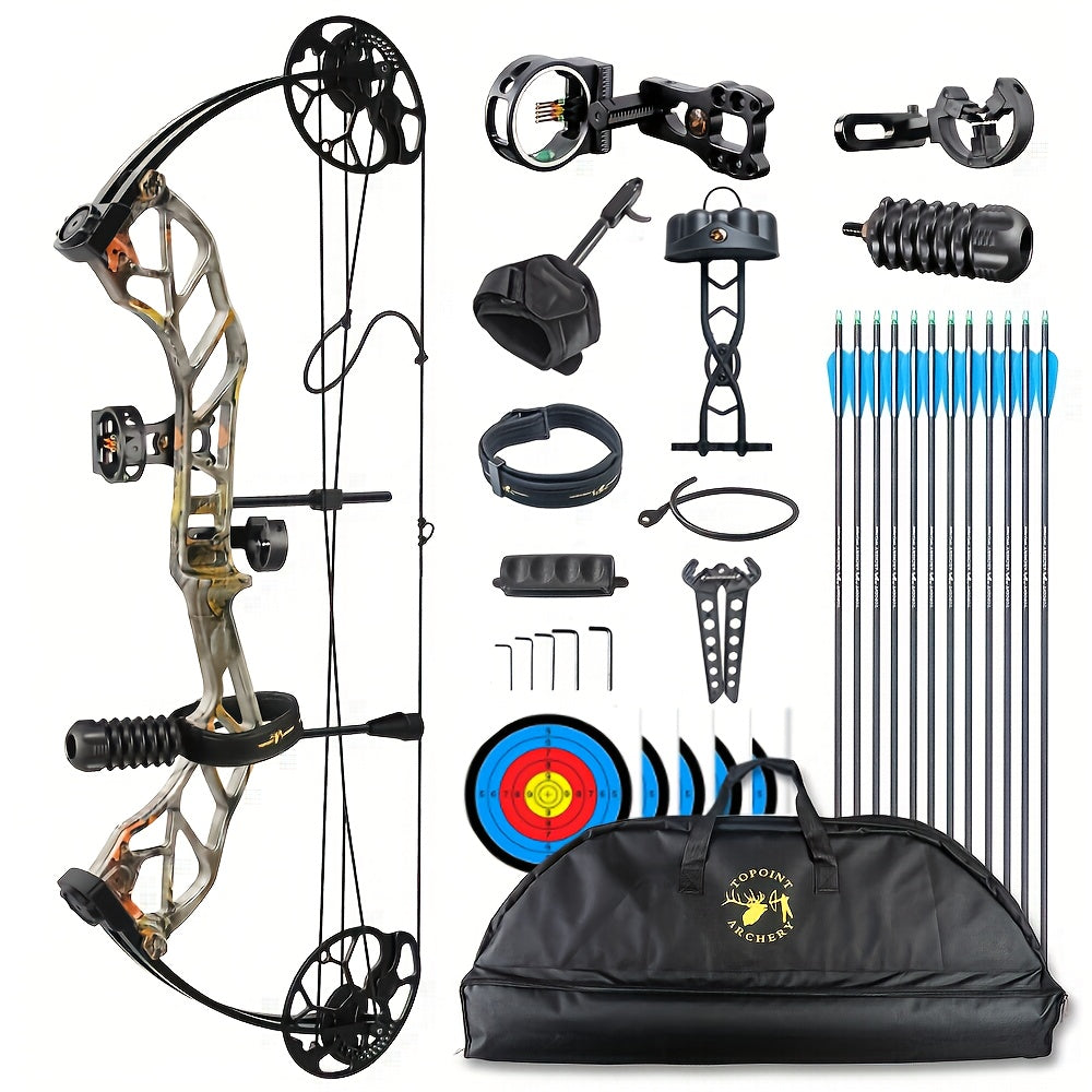 2026 Upgraded Version | A Hunter's First Bow | Ready to Shoot Out of Box - GRwolf Compound Bow Set for Adults, 19-31" Draw Length 19-70 Lbs Draw Weight, 320 FPS Speed, Full Accessories Kit, No Bow Press Needed, Right Hand Compound Hunting Bow