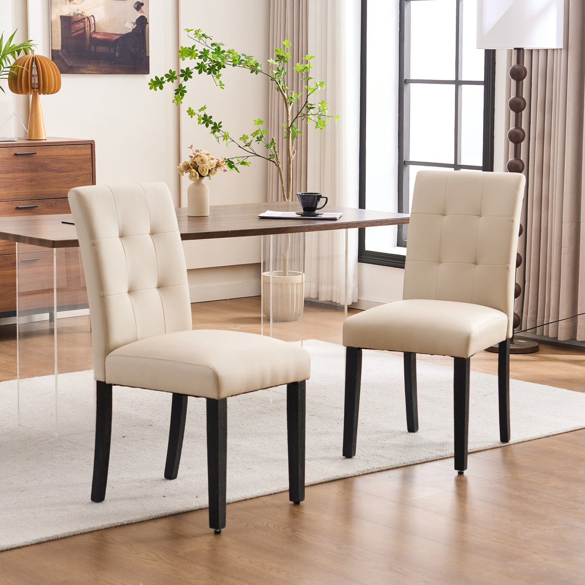 Set of 2/4 Faux PU Leather Upholstered Dining Chairs for Home Kitchen Living Room- Dining Room Chairs Dining Side Chairs
