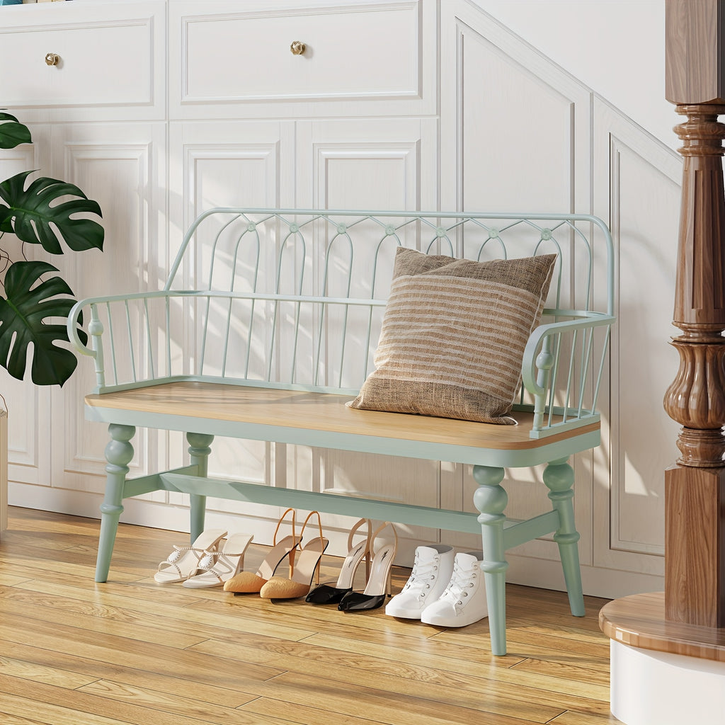 Entryway Bench, Spindle Back Wooden Dinning Bench, Farmhouse Foyer Bench for Entryway, Living Room, Dinning Room, Mudroom, HLR