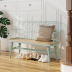 Entryway Bench, Spindle Back Wooden Dinning Bench, Farmhouse Foyer Bench for Entryway, Living Room, Dinning Room, Mudroom, HLR
