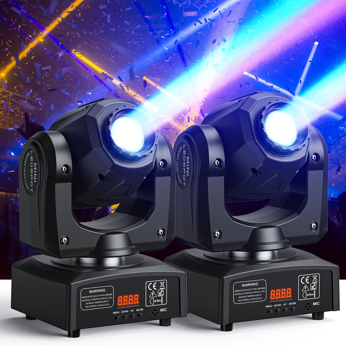 [Disco DJ Party KTV] 2pcs 30W RGBW Spot LED Black Moving Head Light 7 Gobos 8 Color Stage Light DMX512 Disco DJ Party KTV Wedding Light