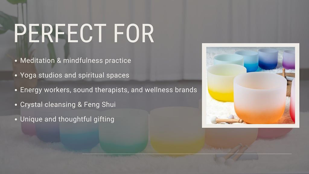 [Singing Bowls] Quartz Crystal Singing Bowls | Set of 7 | Quartz Crystal | Aria Gradient Design | For Meditation Yoga | 6-12 Inch | With Case Mallet Striker