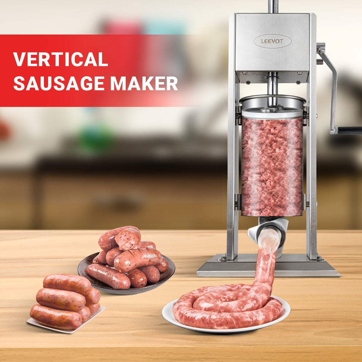2 In 1 Sausage Stuffer, Vertical Sausage Maker And Spanish Churro Maker Machines With 2 Speed, 7LB/101.44oz