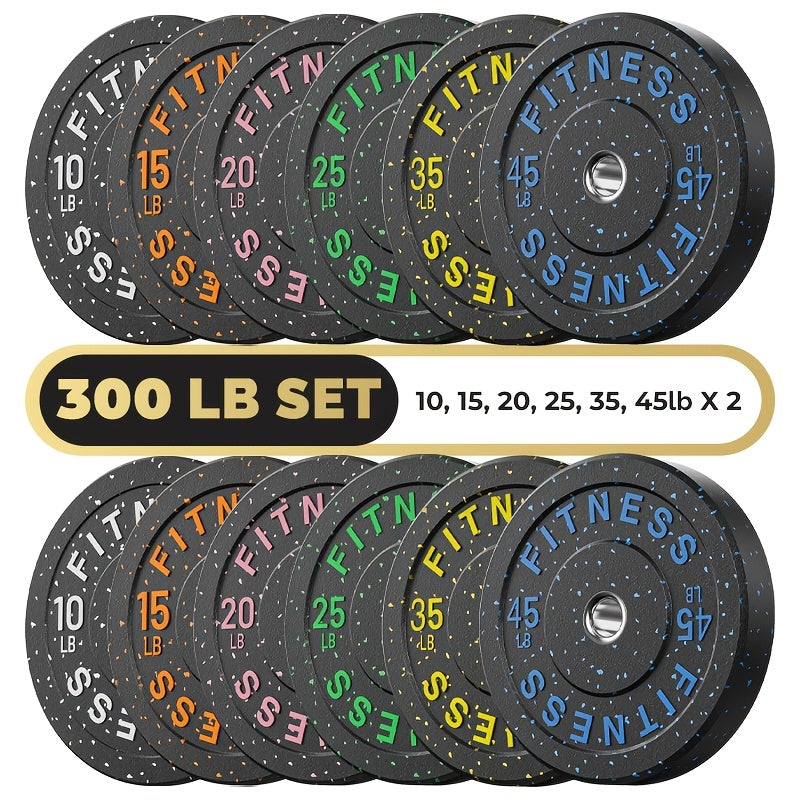 High Bounce Bumper Plates, 2-Inch Weight Plates for Weight Lifting And Strength Training, Colored Rubber Weight Plates for Home Gym