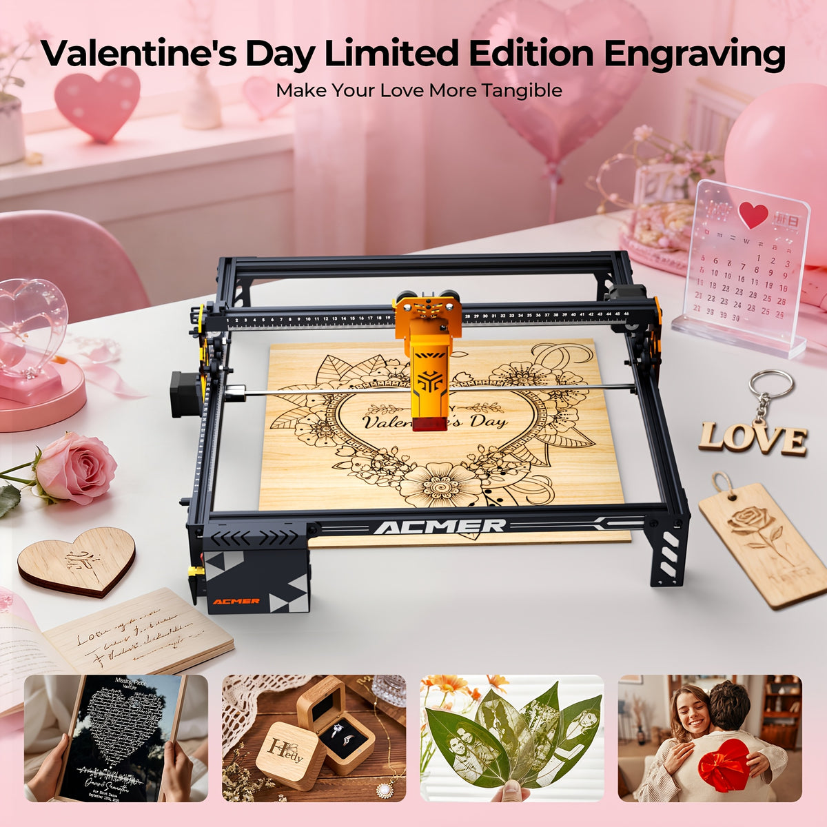 ACMER P1S Pro Laser Engraving Machine, 6W Laser with Z-Axis Lifting Module, WiFi Module, Engraving Accuracy of 0.01mm, 380mm X 370mm Work Area, Diode CNC Machine Tool Blue Light Laser Cutter, Ideal for DIY Craft Enthusiasts, Great Mother's Day Gift