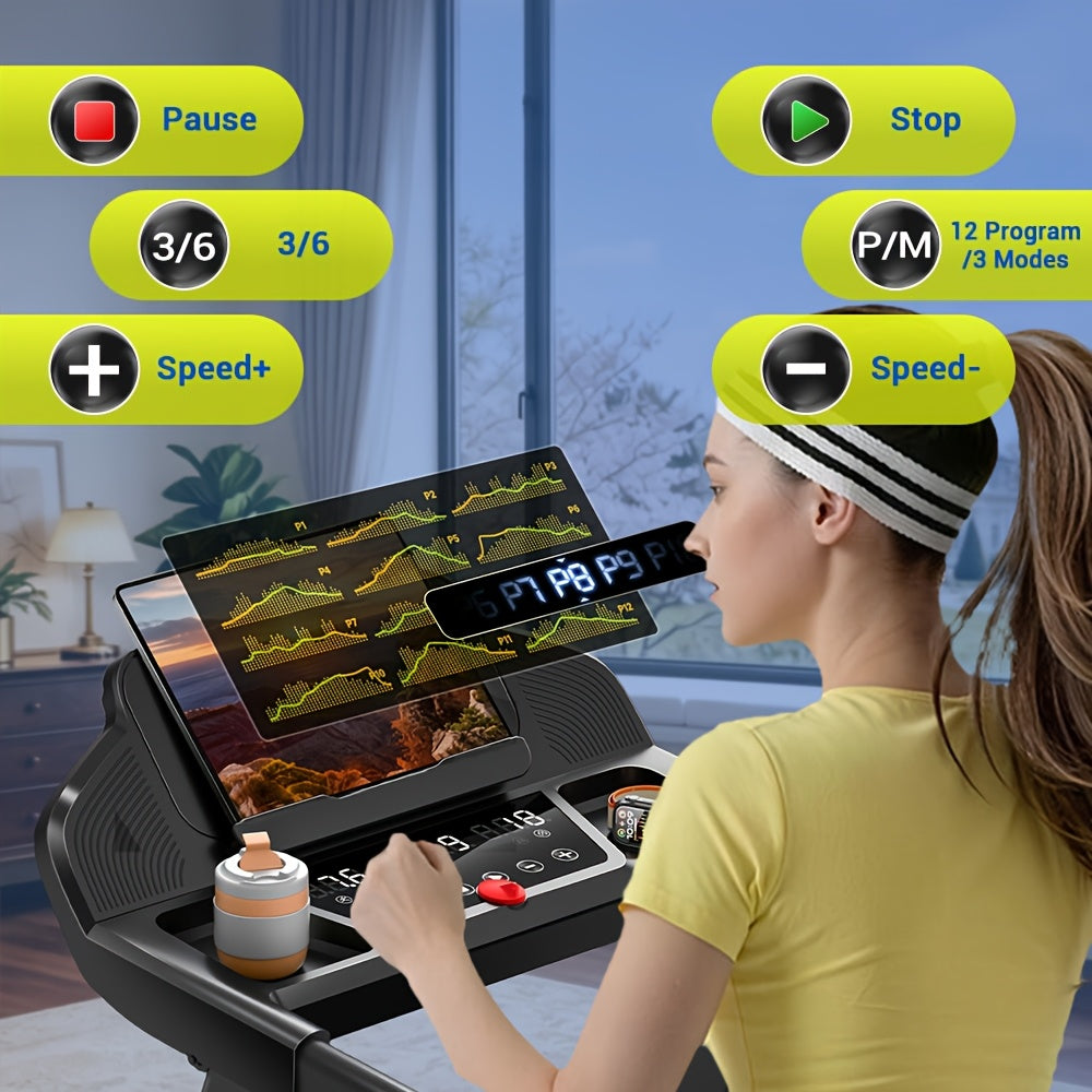 4-in-1 Treadmill with 12% Incline, Portable Treadmills for Home with Handle, Foldable Treadmills for Home and Office, 350Lbs Weight Capacity