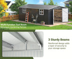 [Extra-Large Metal Shed] 5X3/12X16/12X18 FT Outdoor Storage Shed, Extra-Large Metal Shed With Hinged Door And Windows, Heavy-Duty Metal Tool Shed For Backyard, Garden, Patio, Or Lawn, Black