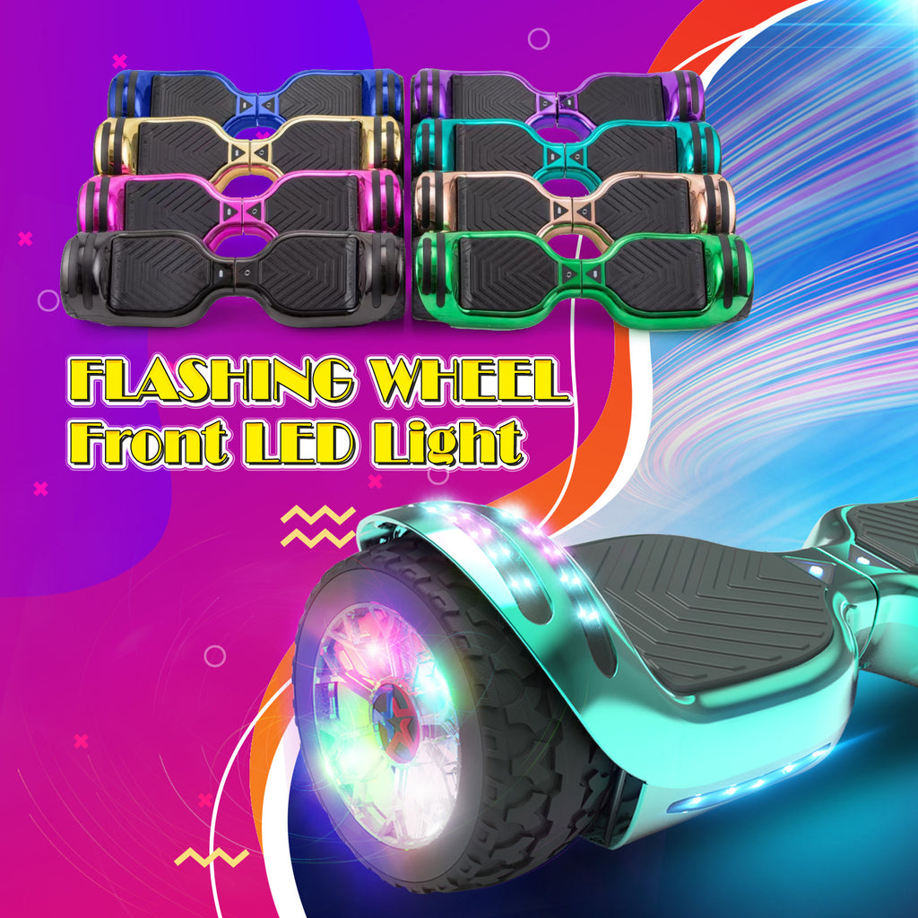 6.5-Inch Hoverboard with 10-Mile Range and 7 MPH Top Speed, Self-Balancing Electric Scooter with Dual Motors, Portable Design and Smooth Riding Performance. The compact 6.5-inch wheels provide responsive handling and easy control, while the rechargeable b