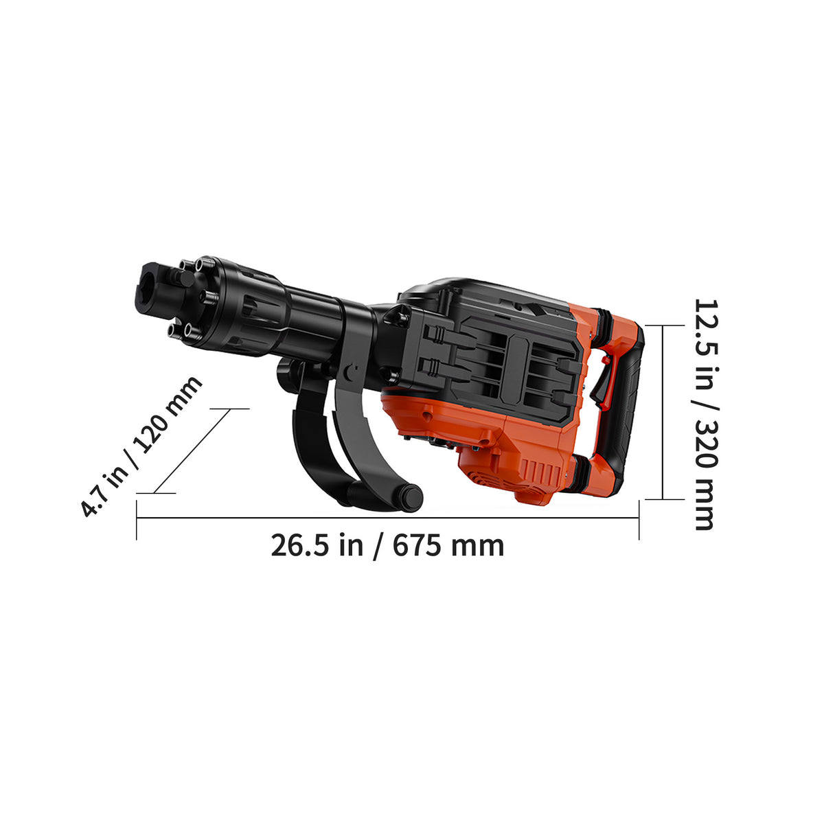 VEVOR Demolition Jack Hammer, 3500W Jack Hammer Concrete Breaker, 2pcs Chisel with Gloves & 360°C Swiveling Front Handle for Trenching, 1900 BPM Heavy Duty Electric Jack Hammer, Orange/Black
