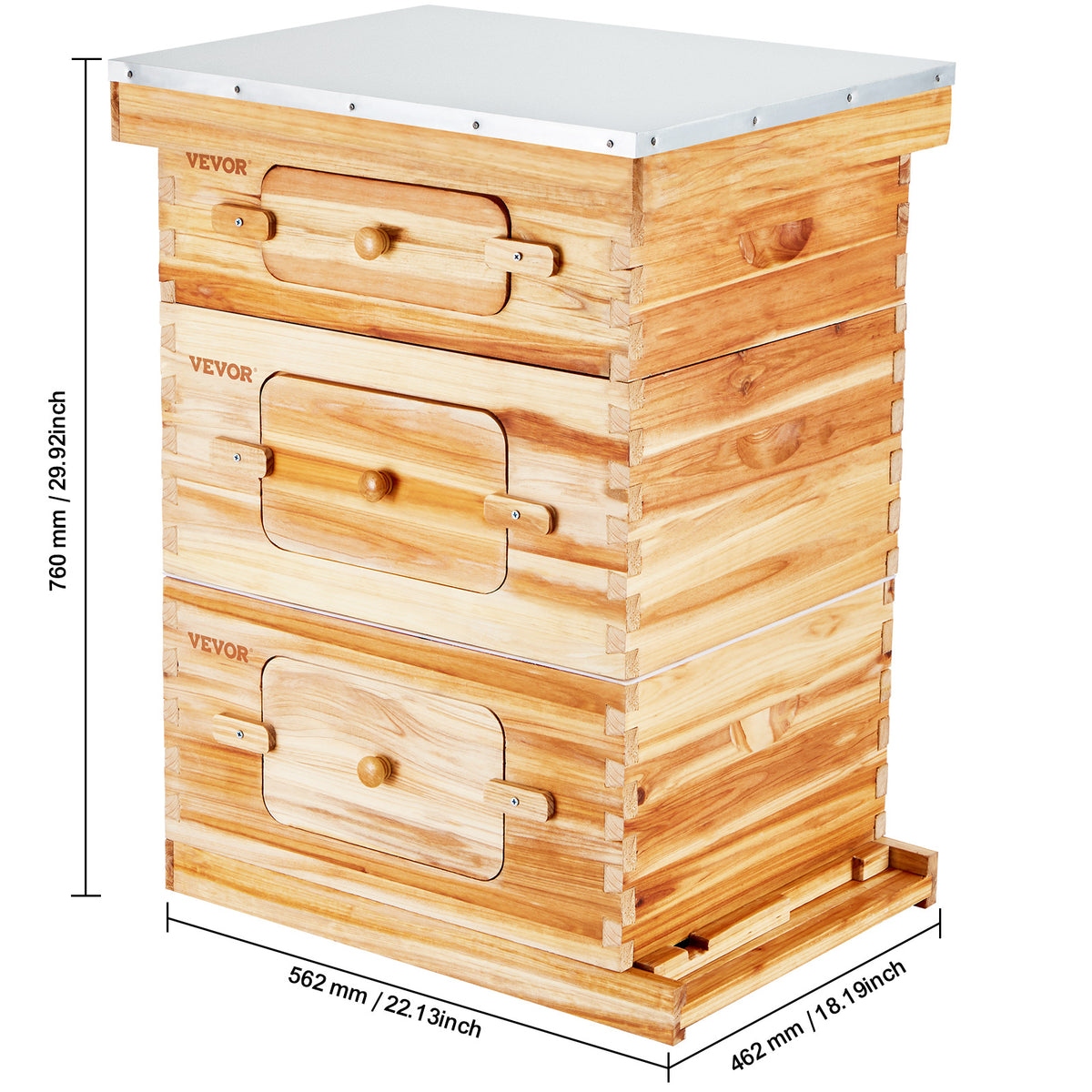 VEVOR Bee Hive 30 Frame / 40 Frame Bee Hives Starter Kit, Beeswax Coated Fir Wood, 2 Deep + 1 Medium / 2 Deep + 2 Medium Bee Boxes Langstroth Beehive Kit, Transparent Acrylic Windows with Foundations for Beginners Pro Beekeepers