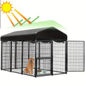 6.2'X4'X4.5' Outdoor Dog Kennel W/ Roof - Heavy Duty Welded Wire Enclosure, Uv/ Cover, Escape-Proof Lock, Easy Access Door & Built-In Bowl for Dogs, Cats, Chickens, Ducks - Backyard, Patio Use