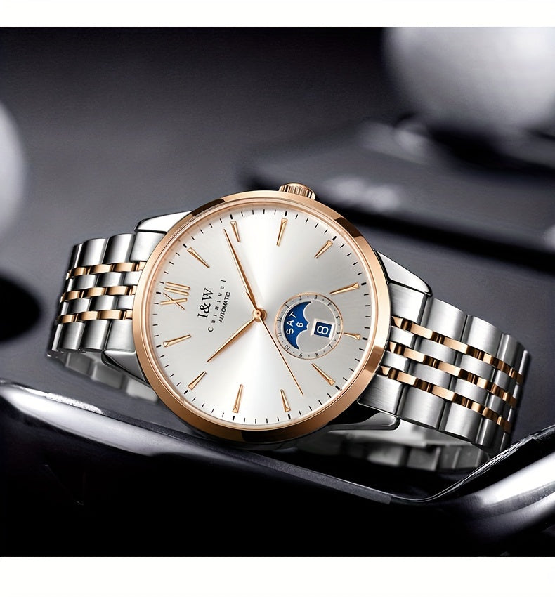 Carnival High-end Brand Mechanical Watches for Men Stainless Steel Faux Sapphire Mirror Fashion Sports Watches for Men Holiday Gifts