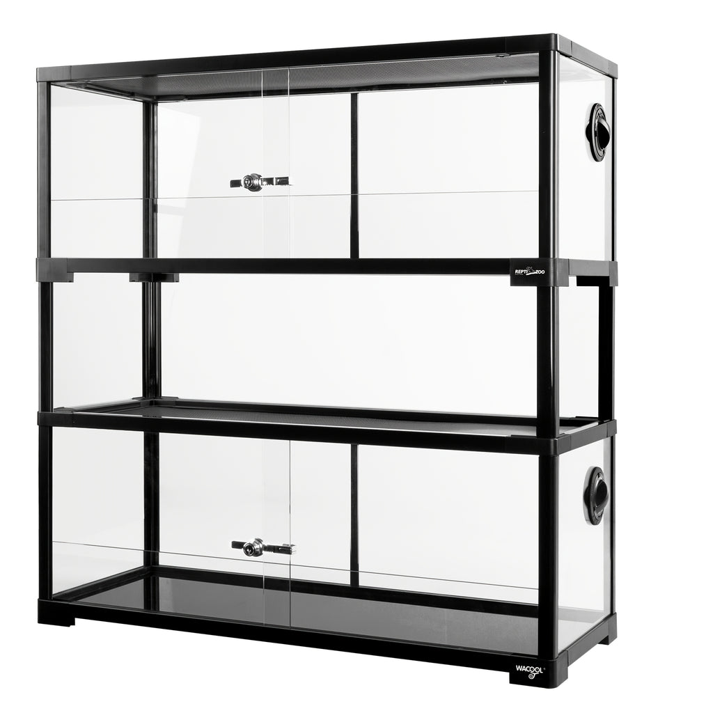 WACOOL Double Stacked Reptile Tank, 30" X 12" X 12" Tall Reptile Terrarium, Front Opening, Full Vision, Knock Down, 2 Pack 20 Gallon Glass Cage for Reptile, Bearded Dragon, Lizard, Snake, Gecko