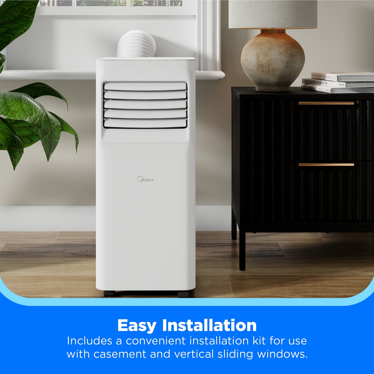 Midea 5, 000 BTU Portable Air Conditioner, Cools up to 150 Sq. Ft., White, MAP05R1AWWT-T