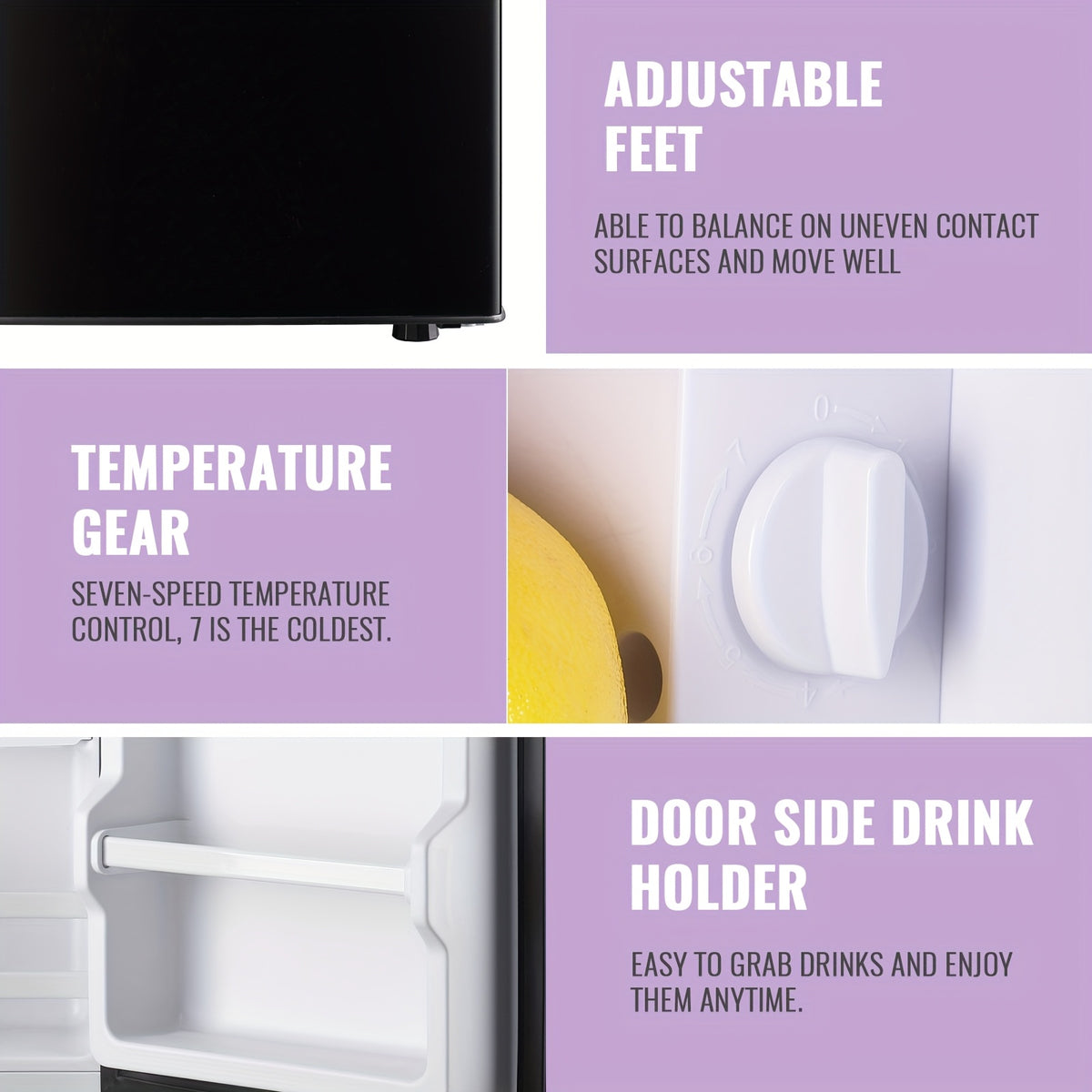 DEMULLER 2.4 Cu.Ft Mini Refrigerator with Freezer Double Door Personal Small Fridge for One Person Removable Plastic Shelves Ideal for Home, Apartment, Dormitory