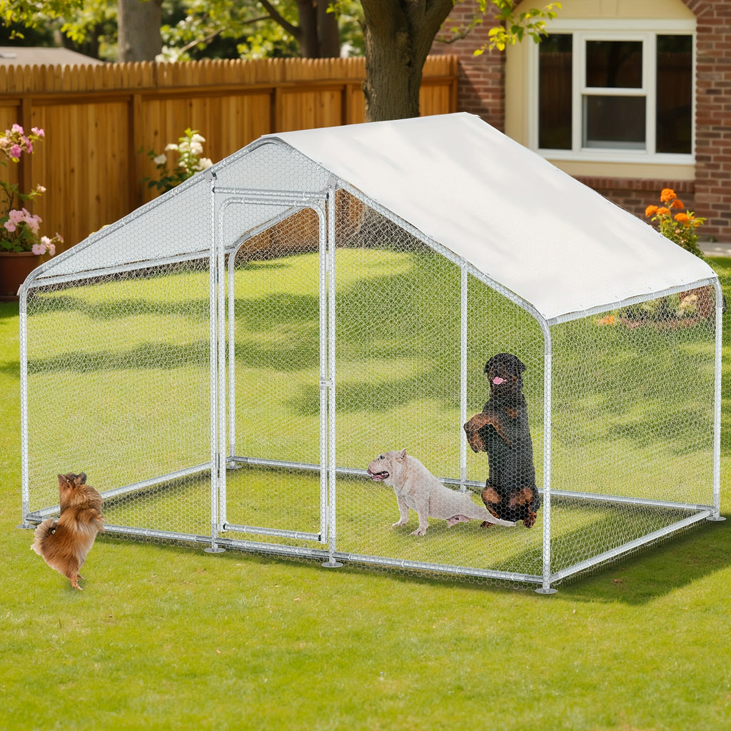 Outdoor Large Dog Kennels Playpen Crate Heavy Duty Pet Cage Enclosure Run for Yard with And UV Protected Top Cover Small Animal Run Cage Walk-In Metal Rabbit Cage Outdoor Backyard Garden