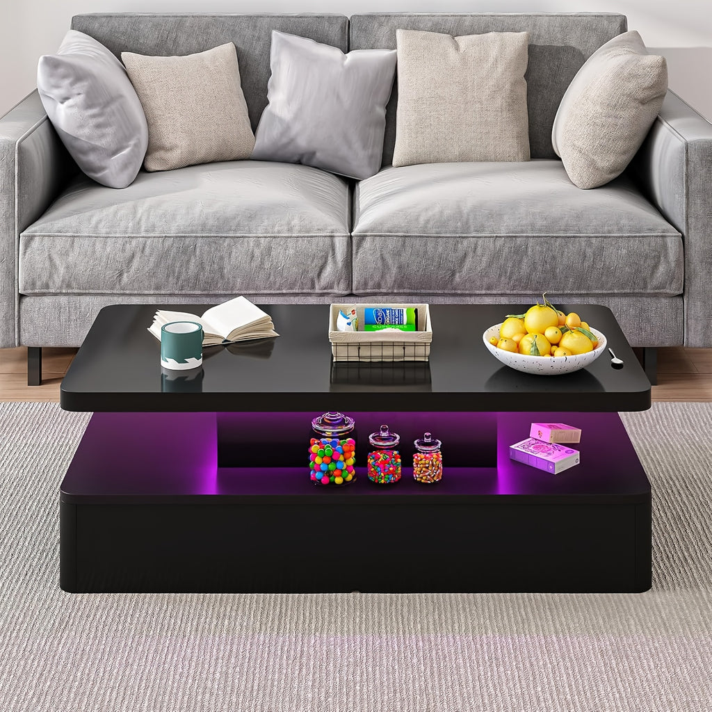 Modern LED Coffee Table for Living Rooms and Patios in Black or White with 16-Color Lighting