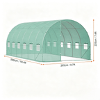 VEVOR Walk-in Tunnel Greenhouse 19.36x9.68x7.4/27.38x9.5x7.38ft Galvanized Frame PE Cover Green (No Door)