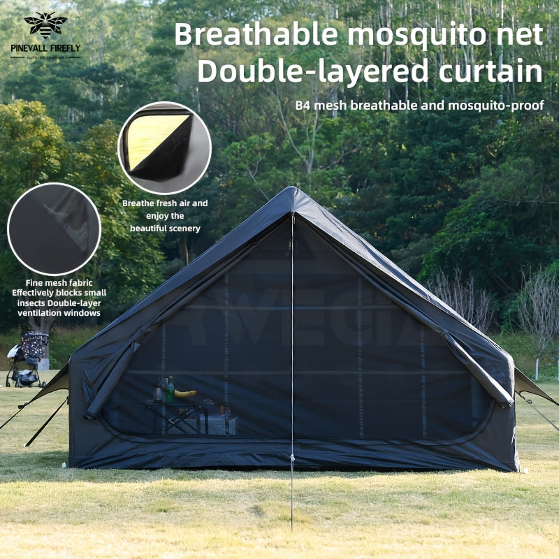 4-6 Person Inflatable Camping Tent - Easy-To-Set-Up Family Outdoor Tent with Sunshade, Windproof, Heat Insulation, And Mosquito Protection. High-Quality Design, Suitable for All Seasons, Includes Storage Bag, Air Conditioning Vent, And Chimney