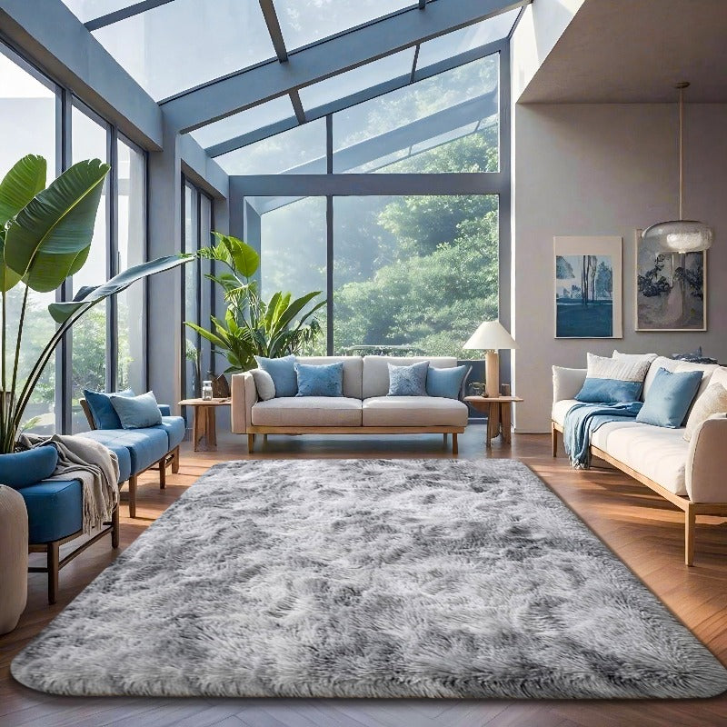 10x14ft Extra Soft Plush Rug - Modern Tie-Dye Black Color, Non-Slip Backing Luxury Suitable for Living Room, Bedroom, Game Room - Thick Cushioned,, Christmas/Thanksgiving Gift