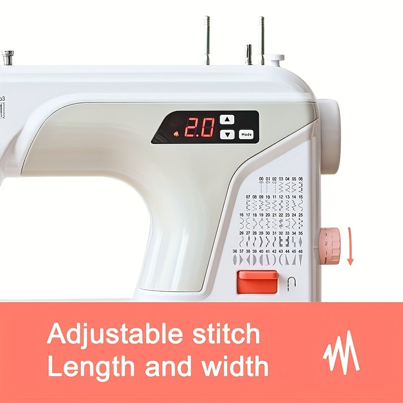 Poolin EOC01-RE Electronic Sewing Machine, Heavy Duty 100 Stitches, 6 Presser Feet, Reverse Stitching Come with Self-Threading And Twin Needles Sewing Supplies Kit Free Service DIY Craft Hobby for Home Business Use Craft Lover Gifts for Wedding