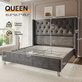 Papajet Velvet Upholstered Bed Frame with Wingback Headboard, No Box Spring Required