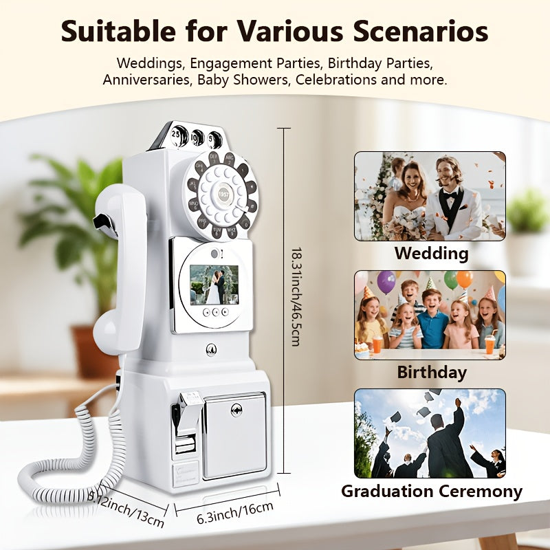 FiayaCom Video Guestbook Retro Phone, Audio Wedding Phone, with A Messaging Feature, Record Preserve Your Special Occasions, for Wedding, Bridal Shower, Baby Shower, Birthday, Graduations, Anniversary