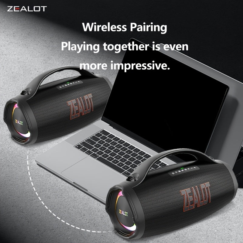 ZEALOT 160W Large Speaker, Wireless Speakers with Subwoofer, 60 Hours Playtime, 36000Mah Battery, Fast Charging, Water Resistance, Dual Pairing, Booming Bass. Charging Cable, Connect with Mobile Phone/Tv. for Home, Car, Outdoor, Camping