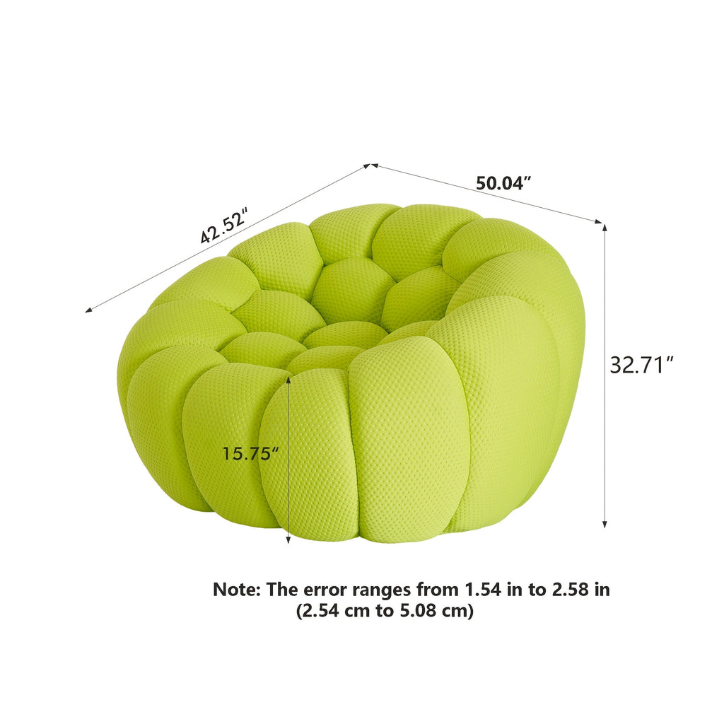 100.03'' Modern Upholstered Curved Sofa, 3 Seater Mesh Fabric Floor Sofa, 3D Honeycomb Shape Curved Couch for Living Room