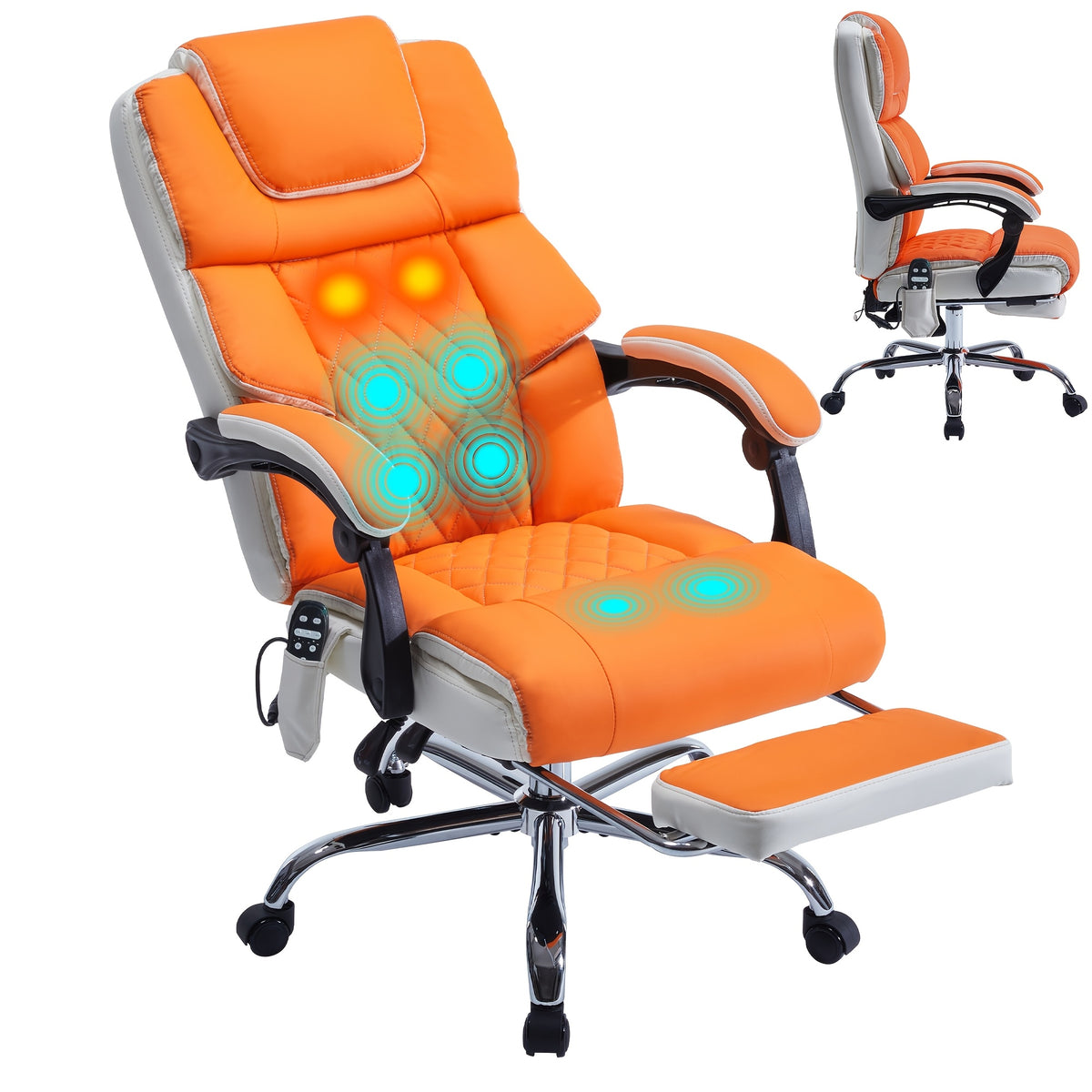 Massage Office Chair for Large Individuals — Heated Vibration Recliner with Adjustable Height and Footrest