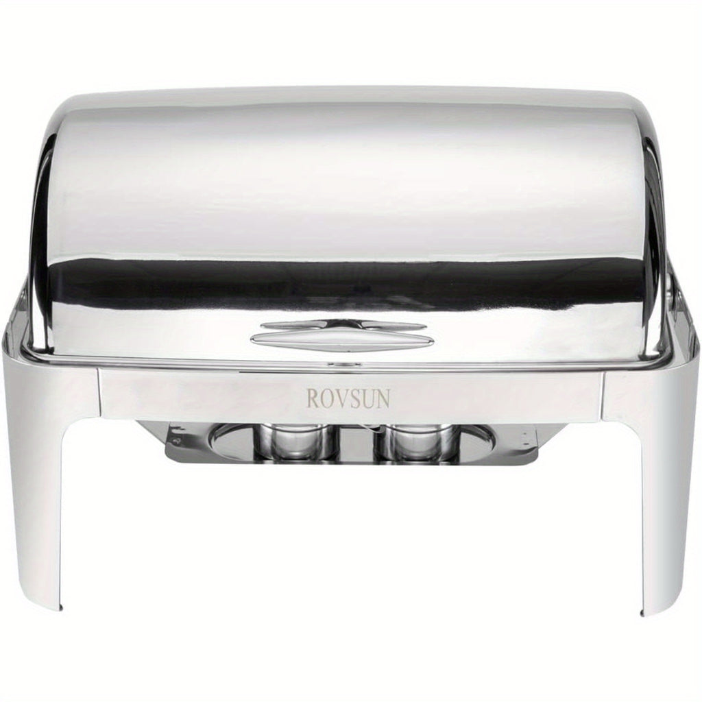 Chafing Dish Buffet Set, 9 Quart Roll Top Stainless Steel Chafer, NSF Rectangular Set with Food Pan, Water Pan and Fuel Holders, for Wedding, Parties, Banquet, Catering Events only for cooking