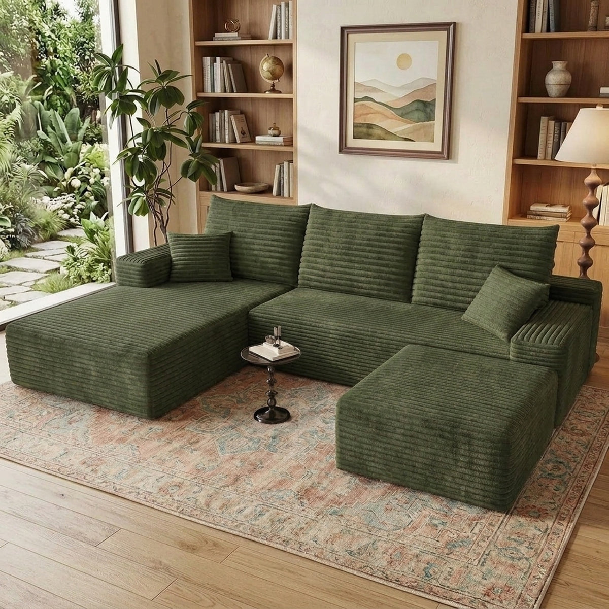 U-Shaped Modular Sofa Set with Bone-Free Cloud Cushions for Minimalist Living Rooms and Apartments
